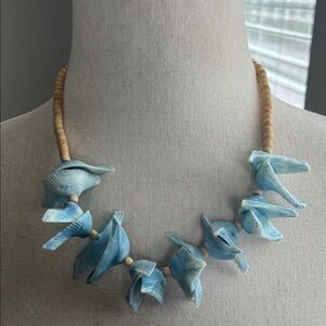 Blue‎ and Tan Seashell Necklace